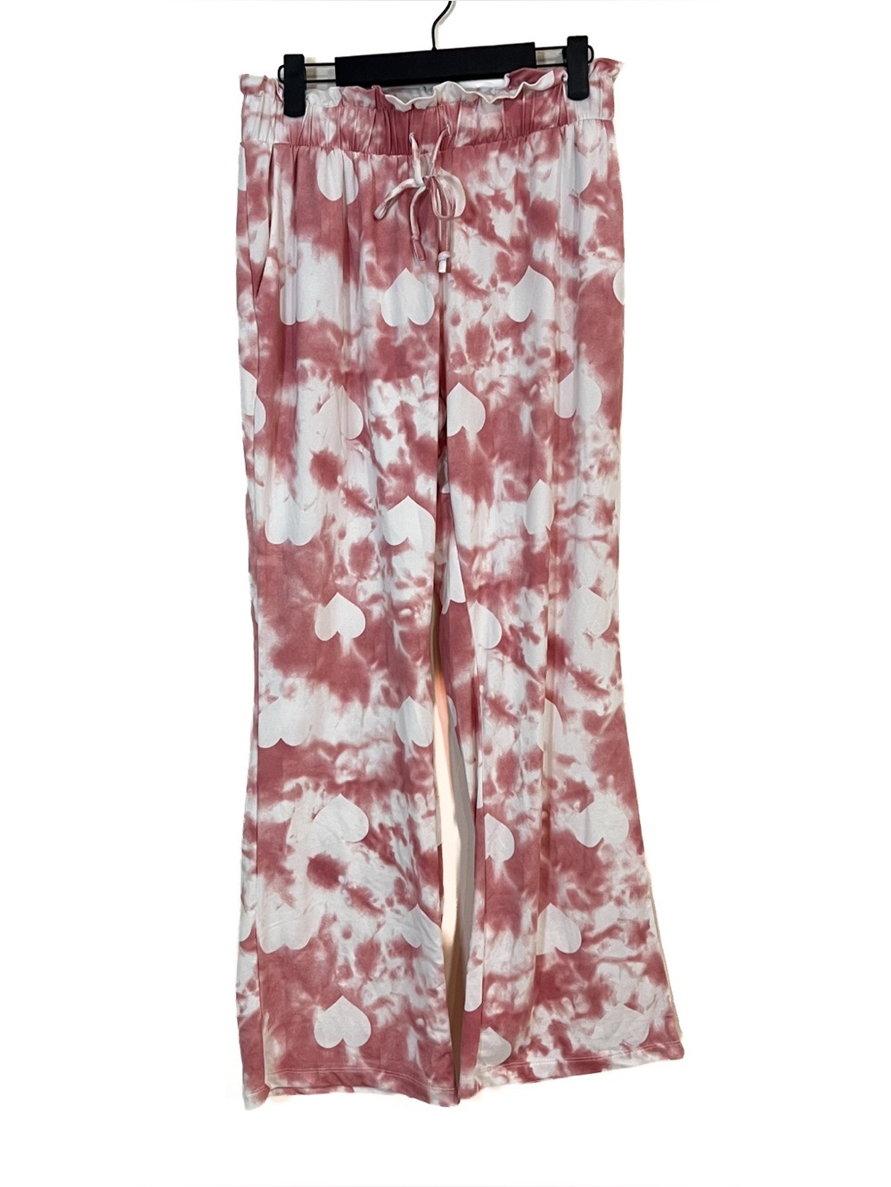 C&C California Tie Dye Heart Wide Leg Pajama Pants Pink Size Large